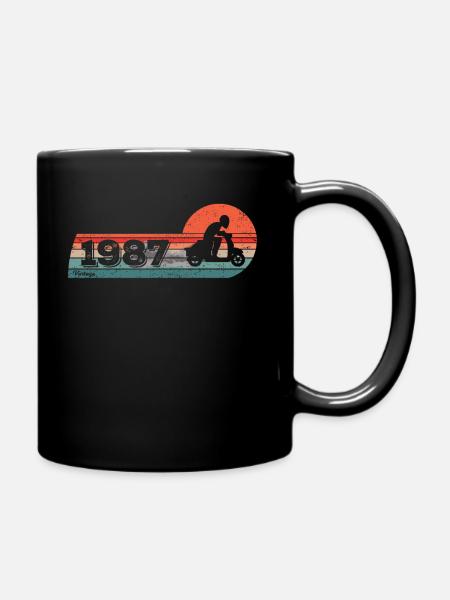 Motorroller Moped Jahrgang 1987 Geburtstag - Tasse einfarbig - Schwarz