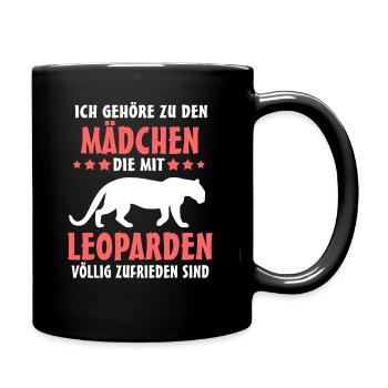 Leopard Mädchen Leoparden - Tasse einfarbig - Schwarz - Rechts