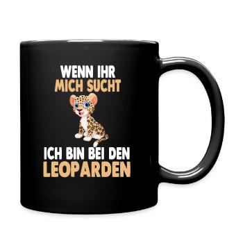Ich bin bei den Leoparden - Tasse einfarbig - Schwarz - Rechts
