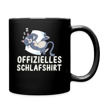 Mein offizielles Schlafshirt mit Katzenbaby - Tasse einfarbig - Schwarz - Rechts