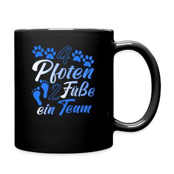 4 Pfoten 2 Füße ein Team - Tasse einfarbig - Schwarz - Rechts