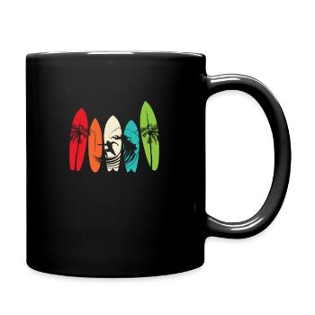 Surfen Surfer Meer Surfbrett Surfergirl Geschenk - Tasse einfarbig - Schwarz - Rechts