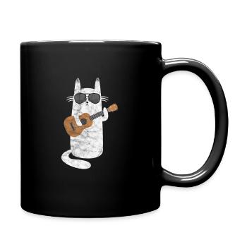 Chat ukulélé - Mug uni - noir - Droite