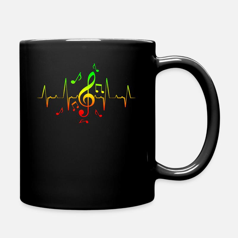 Reggae Music Note Hearbeat - Mug uni - noir
