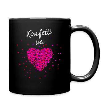 Konfetti im Herzen Fasching Karneval Konfetti - Tasse einfarbig - Schwarz - Rechts