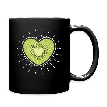 Kiwi Herz Vegan Vegetarisch Gesund - Tasse einfarbig - Schwarz - Rechts