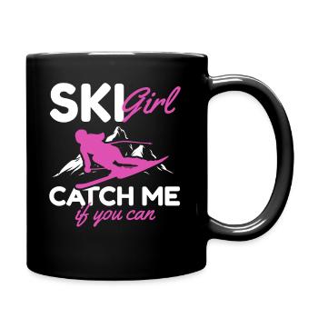 Skifahrer Ski Girl Catch me if you can Skiing Girl - Tasse einfarbig - Schwarz - Rechts