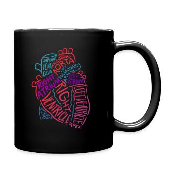 Krankenschwester Shirt Anatomisches Herz Kardiolog - Tasse einfarbig - Schwarz - Rechts
