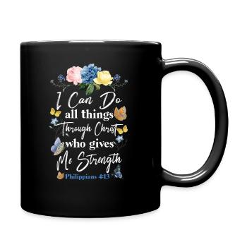 Christian Bible Verse Butterfly - Full Colour Mug - black - Right