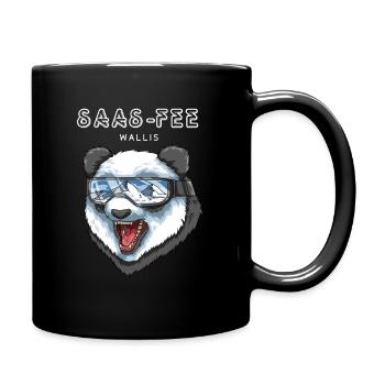 Saas Fee Wallis Schweiz Retro Ski Snowboard Panda - Tasse einfarbig - Schwarz - Rechts