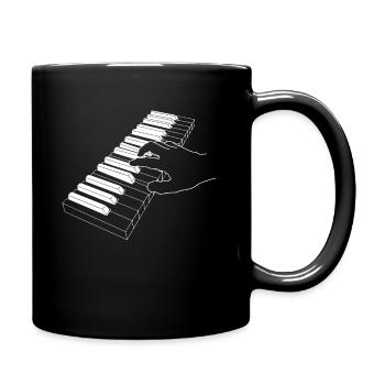Klavier Tasten Geschenk Pianist - Tasse einfarbig - Schwarz - Rechts