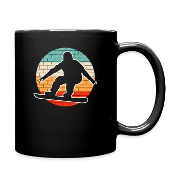 Snowboarding Retro - Tasse einfarbig - Schwarz - Rechts