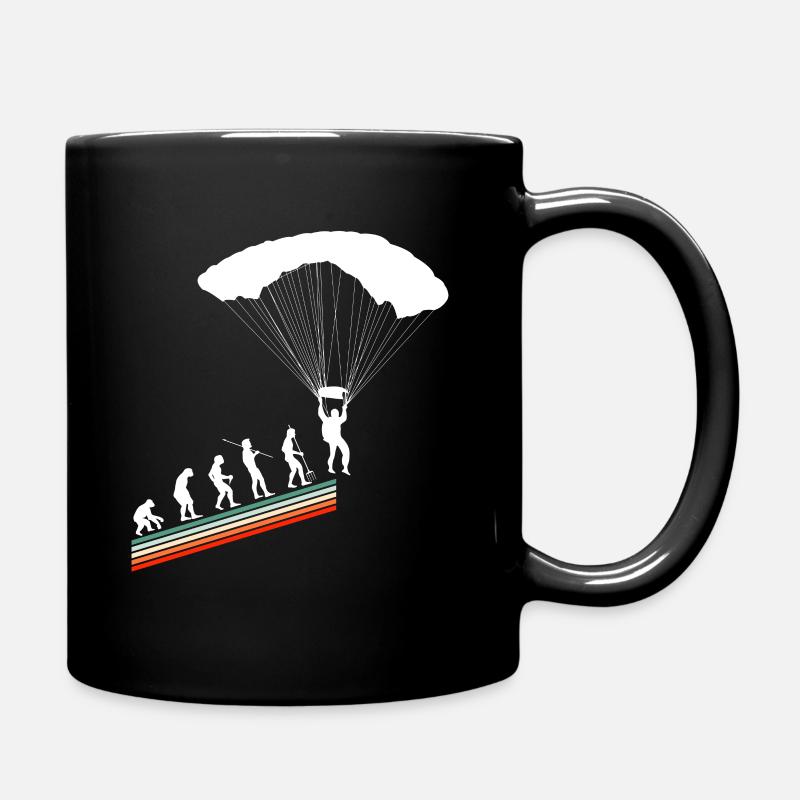 Evolution Vintage Retro Skydiver Fallschirmsprung - Tasse einfarbig - Schwarz