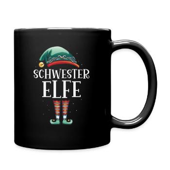 Weihnachten Partnerkostüm Schwester Elf Elfe Elfen - Tasse einfarbig - Schwarz - Rechts