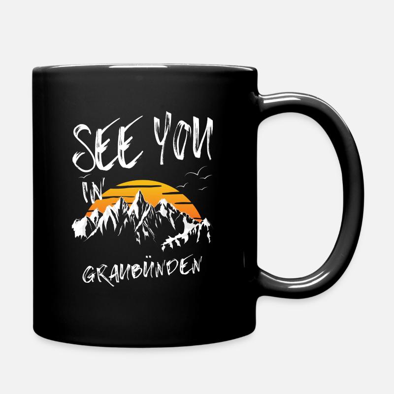 Graubünden Schweiz wandern und Ski fahren - Tasse einfarbig - Schwarz