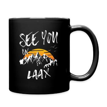 Laax Snowboarden Schweiz wandern und Ski fahren - Tasse einfarbig - Schwarz - Rechts