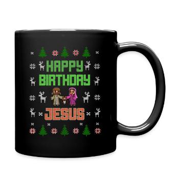 Ugly Christmas Happy Birthday Jesus xmas - Tasse einfarbig - Schwarz - Rechts