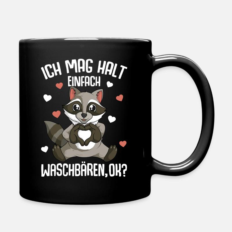 Waschbär Ich mag halt Waschbären - Tasse einfarbig - Schwarz