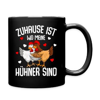 Zuhause ist wo meine Hühner sind Landwirt - Tasse einfarbig - Schwarz - Rechts