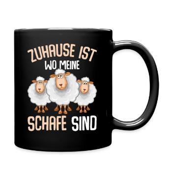 Zuhause ist wo meine Schafe sind - Tasse einfarbig - Schwarz - Rechts