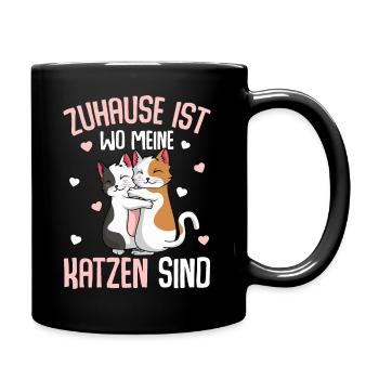 Zuhause ist wo meine Katzen sind Katze - Tasse einfarbig - Schwarz - Rechts