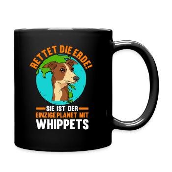 Windhund Umweltschutz Rettet die Erde Whippet - Tasse einfarbig - Schwarz - Rechts