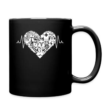 Paramedic Heartbeat ECG Rescue Service Heart - Full Colour Mug - black - Right