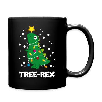 Tree Rex Christmas Weihnachten Ugly T Rex - Tasse einfarbig - Schwarz - Rechts