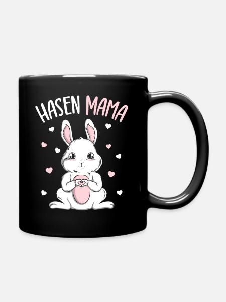Hasen Hasenmama Kaninchen - Tasse einfarbig - Schwarz