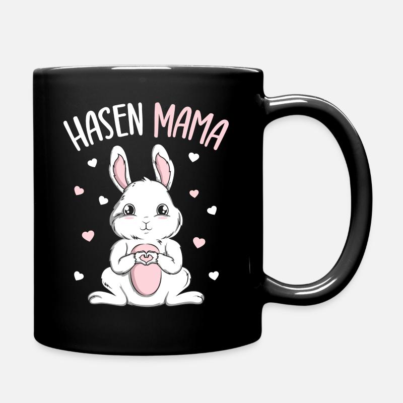 Hasen Hasenmama Kaninchen - Tasse einfarbig - Schwarz