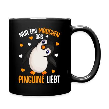 Pinguin Nur ein Mädchen das Pinguine liebt - Tasse einfarbig - Schwarz - Rechts