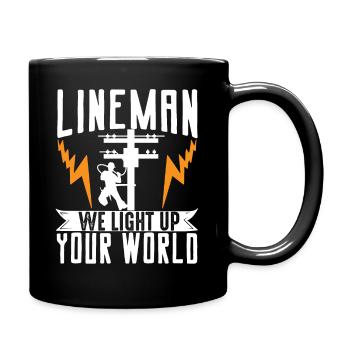 Le monteur de lignes électriques que nous allluminons - Mug uni - noir - Droite