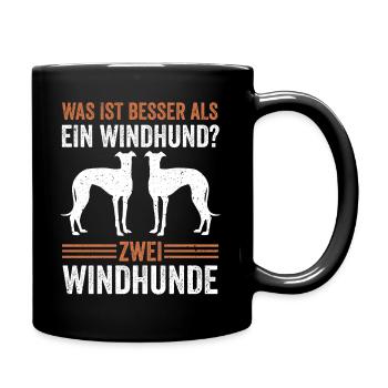 Zwei Windhund Hund Windhund - Tasse einfarbig - Schwarz - Rechts
