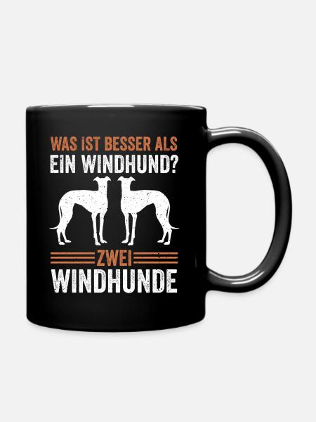 Zwei Windhund Hund Windhund - Tasse einfarbig - Schwarz