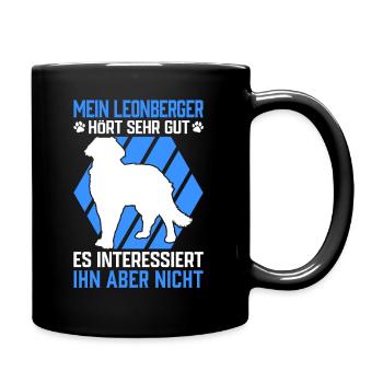 Mein Leonberger hört gut Leonberg Hund - Tasse einfarbig - Schwarz - Rechts