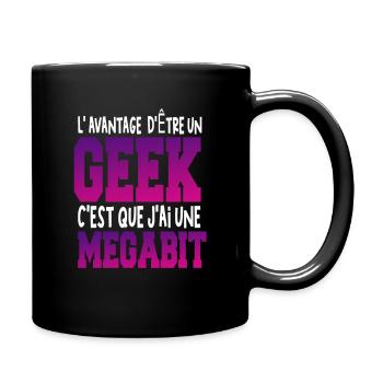 Man Advantage of being a Geek Megabit Humor Gamer - Full Colour Mug - black - Right