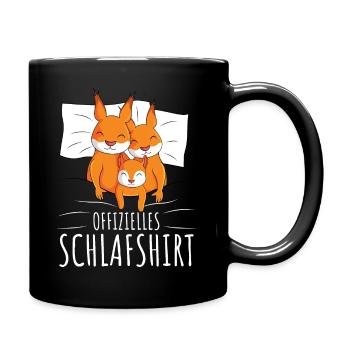 Offizielles Schlafshirt Eichhörnchen Familie - Tasse einfarbig - Schwarz - Rechts