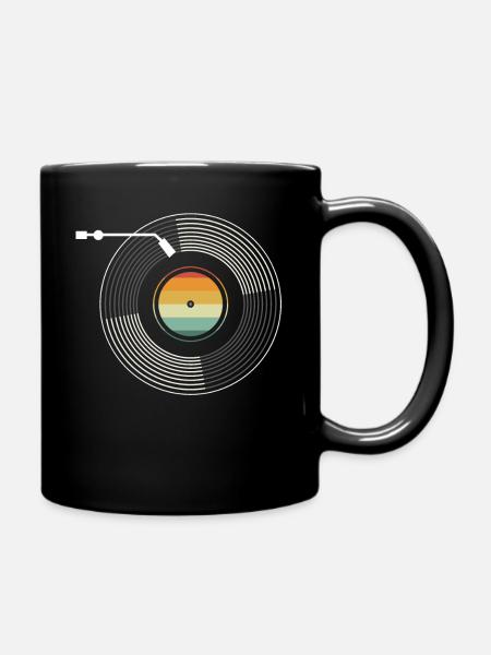 Vinyl Record Player Classic Music Player - Full Colour Mug - black