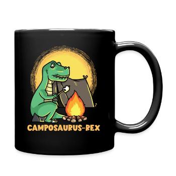 Dinosaurier T-Rex Jurrasic Lagerfeuer Wohnmobil - Tasse einfarbig - Schwarz - Rechts