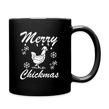 Merry Chickmas Drôle de poulet Dicton de Noël - Mug uni - noir - Droite