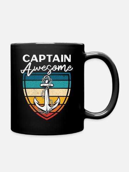 Captain Awesome Sailor Chief Mate Shipmaster - Full Colour Mug - black