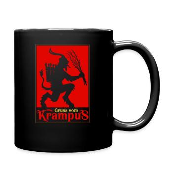 Gruss vom Krampus Fröhliche Weihnachten - Tasse einfarbig - Schwarz - Rechts