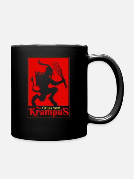 Gruss vom Krampus Fröhliche Weihnachten - Tasse einfarbig - Schwarz