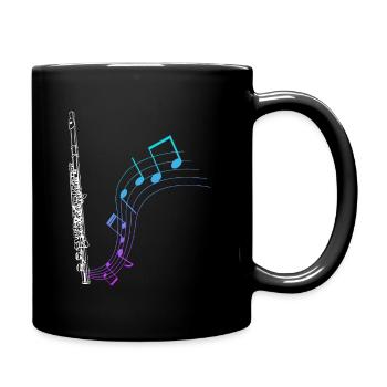 Querflöte Geschenk Musik Noten - Tasse einfarbig - Schwarz - Rechts