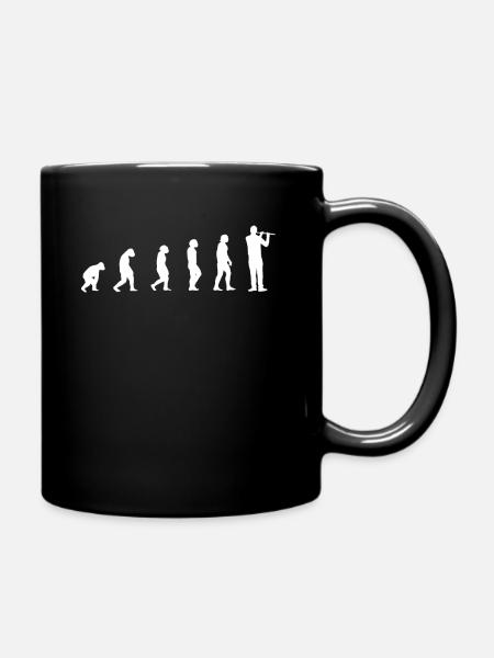 Evolution Querflöte Spieler Geschenk - Tasse einfarbig - Schwarz