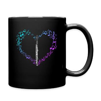 Flute Gift Music Notes Heart Love - Full Colour Mug - black - Right