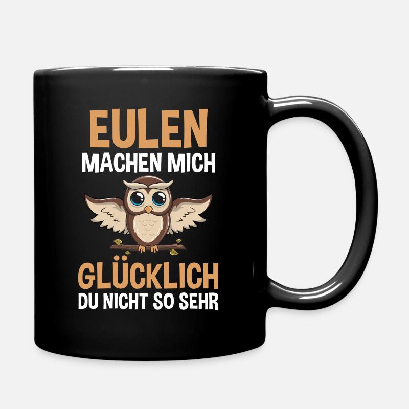 Eule Wald Eulen - Tasse einfarbig - Schwarz