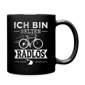 Selten Radlos Fahrrad Fahrradfahrer - Tasse einfarbig - Schwarz - Rechts