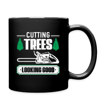 Tronçonneuse Bûcherons Le bois fait la forêt des abatteurs d’arbres - Mug uni - noir - Droite