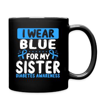Sister Blue Ribbon Twin Diabetes Awareness - Full Colour Mug - black - Right